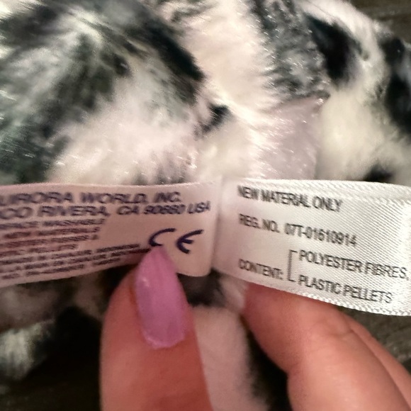 Aurora Black and White Plush Leopard - Picture 6 of 6